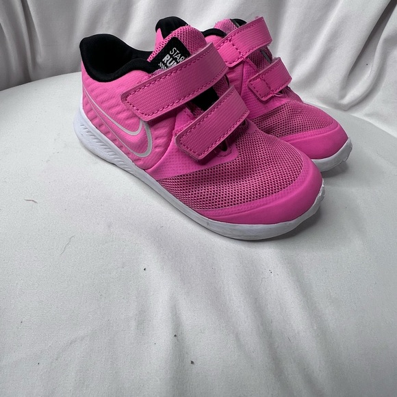 Nike Pink and Black Sneakers with Velcro Straps 7C - Picture 1 of 3
